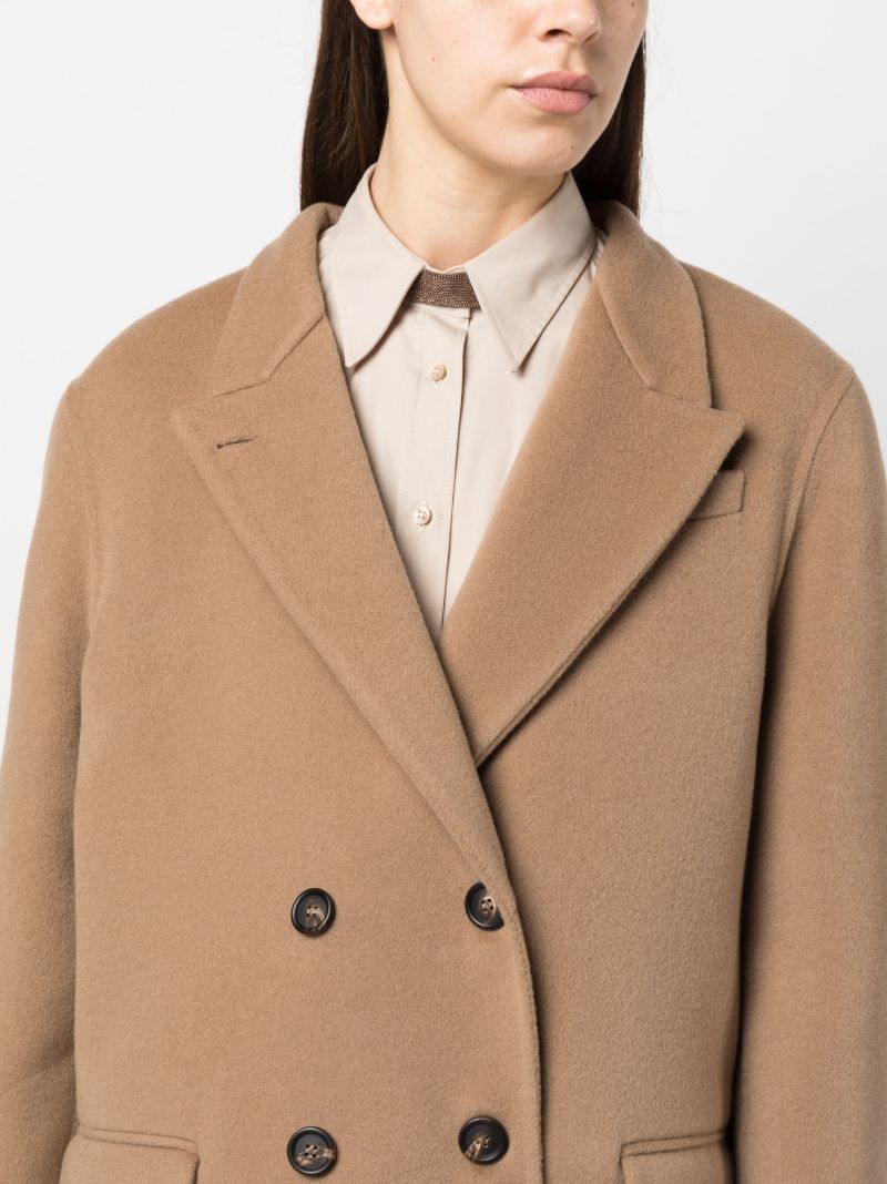 Brown Double-breasted Wool Coat