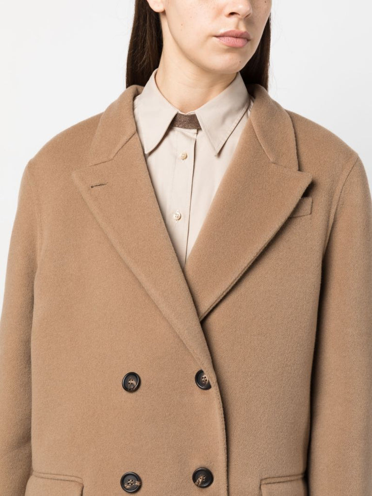 Brown Double-breasted Wool Coat