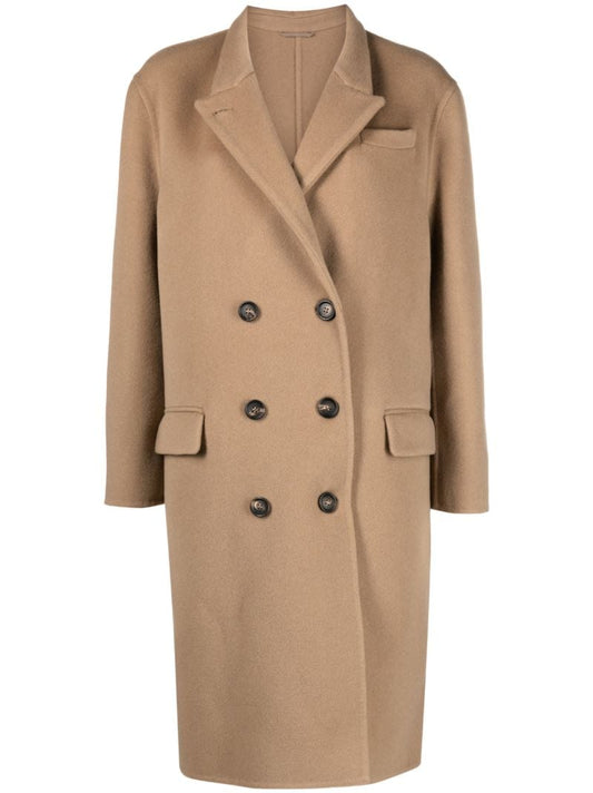 Brown Double-breasted Wool Coat