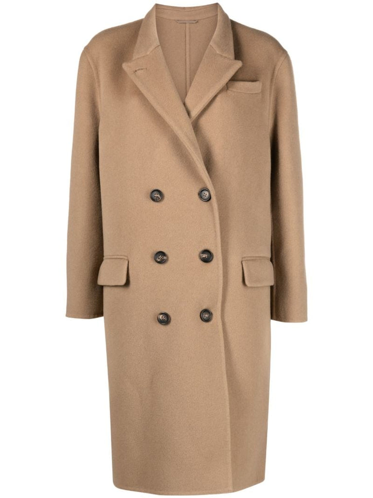 Brown Double-breasted Wool Coat