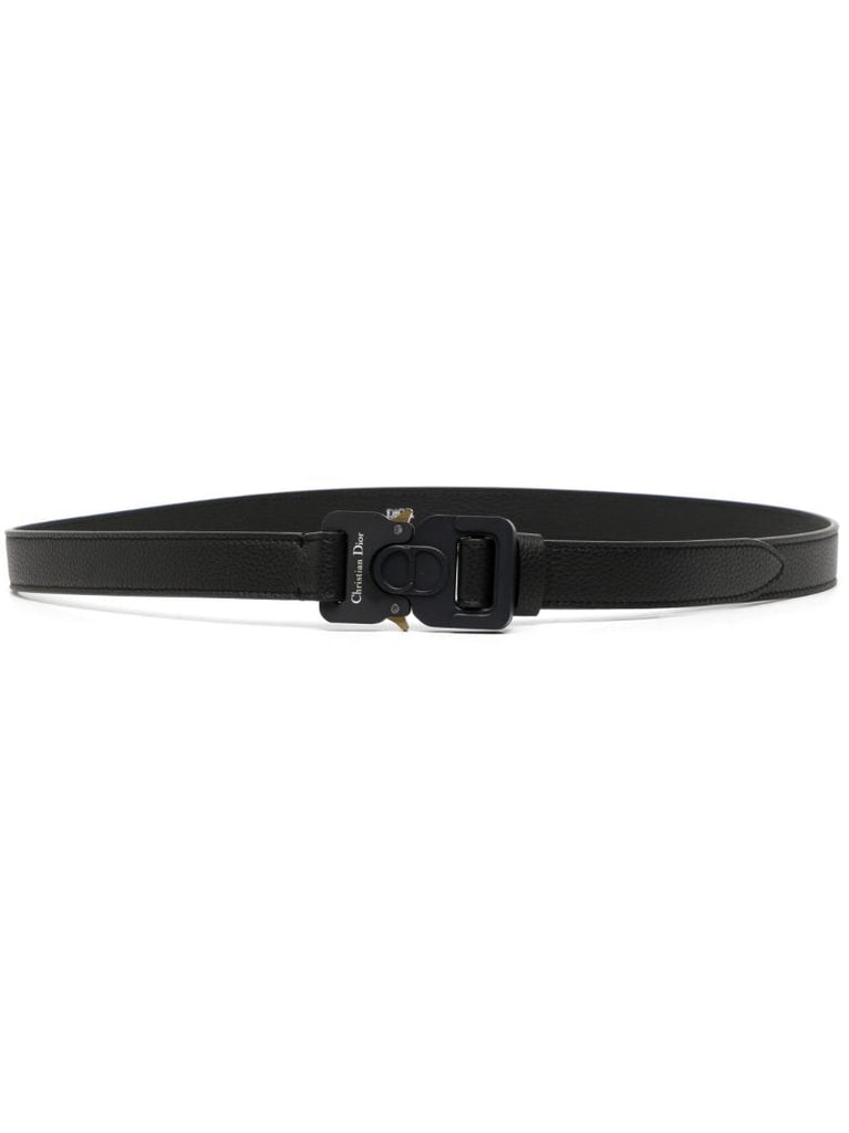 Black Tactical Buckled Leather Belt