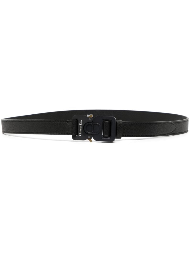 Black Tactical Buckled Leather Belt
