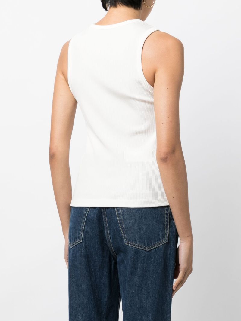 White Ribbed Knit Tank Top
