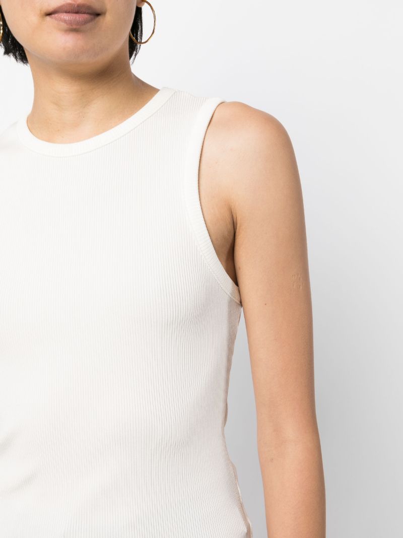 White Ribbed Knit Tank Top