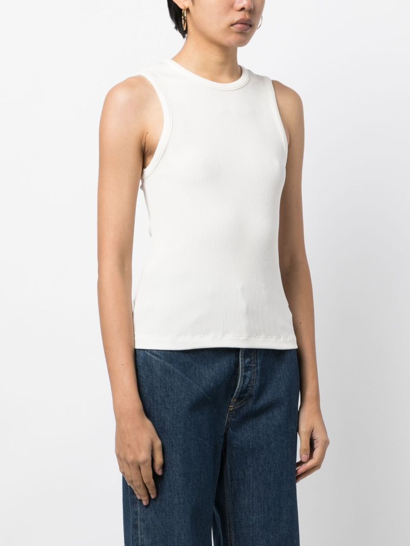 White Ribbed Knit Tank Top