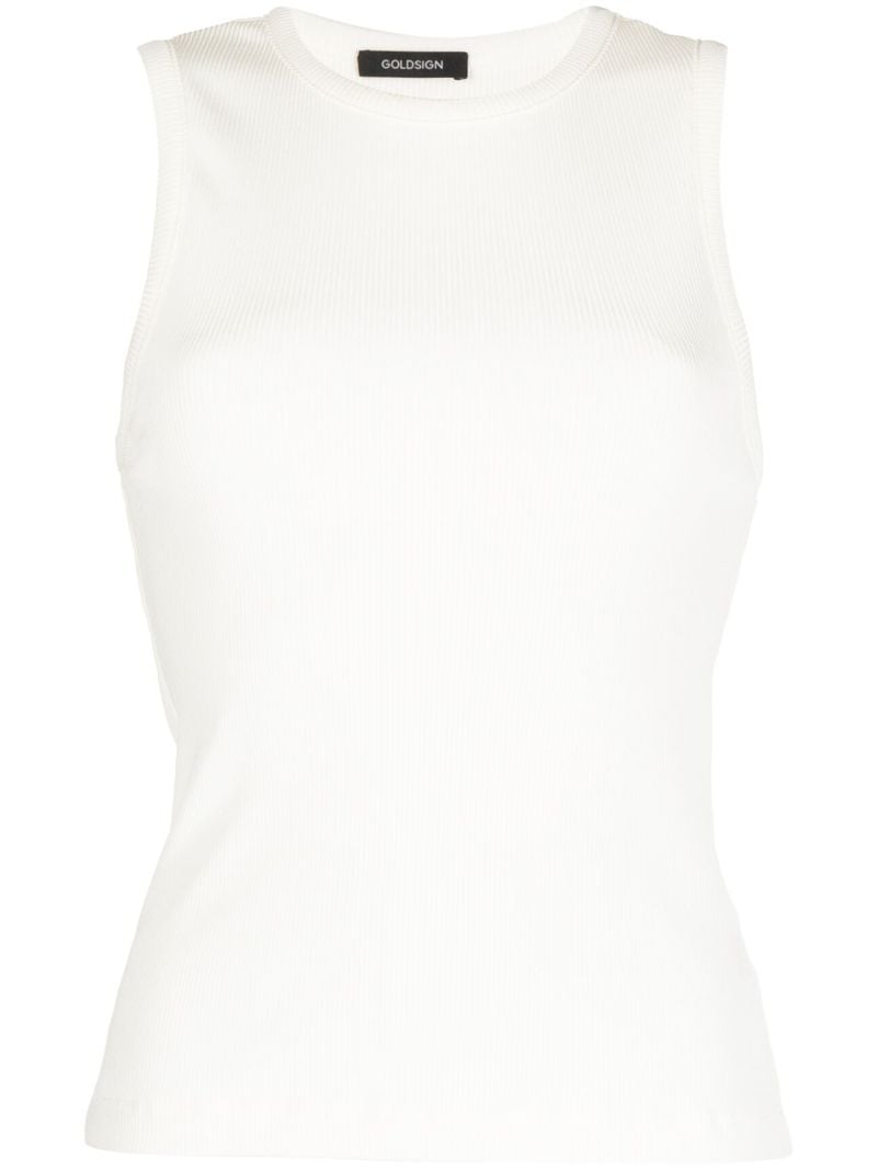 White Ribbed Knit Tank Top