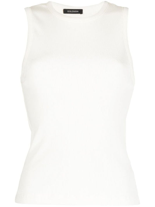 White Ribbed Knit Tank Top