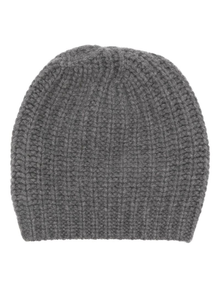 Grey Chunky-knit Cashmere Beanie