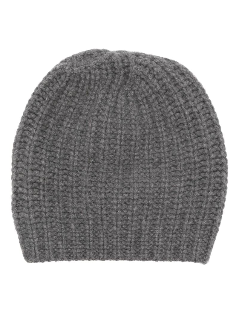 Grey Chunky-knit Cashmere Beanie