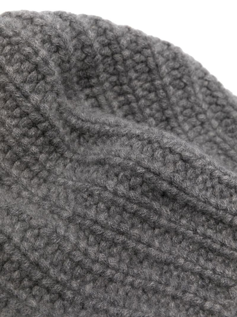 Grey Chunky-knit Cashmere Beanie