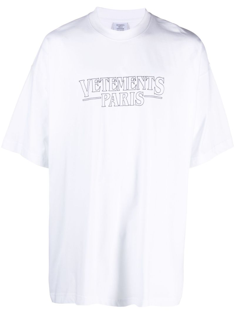White Logo Print Cotton T-shirt