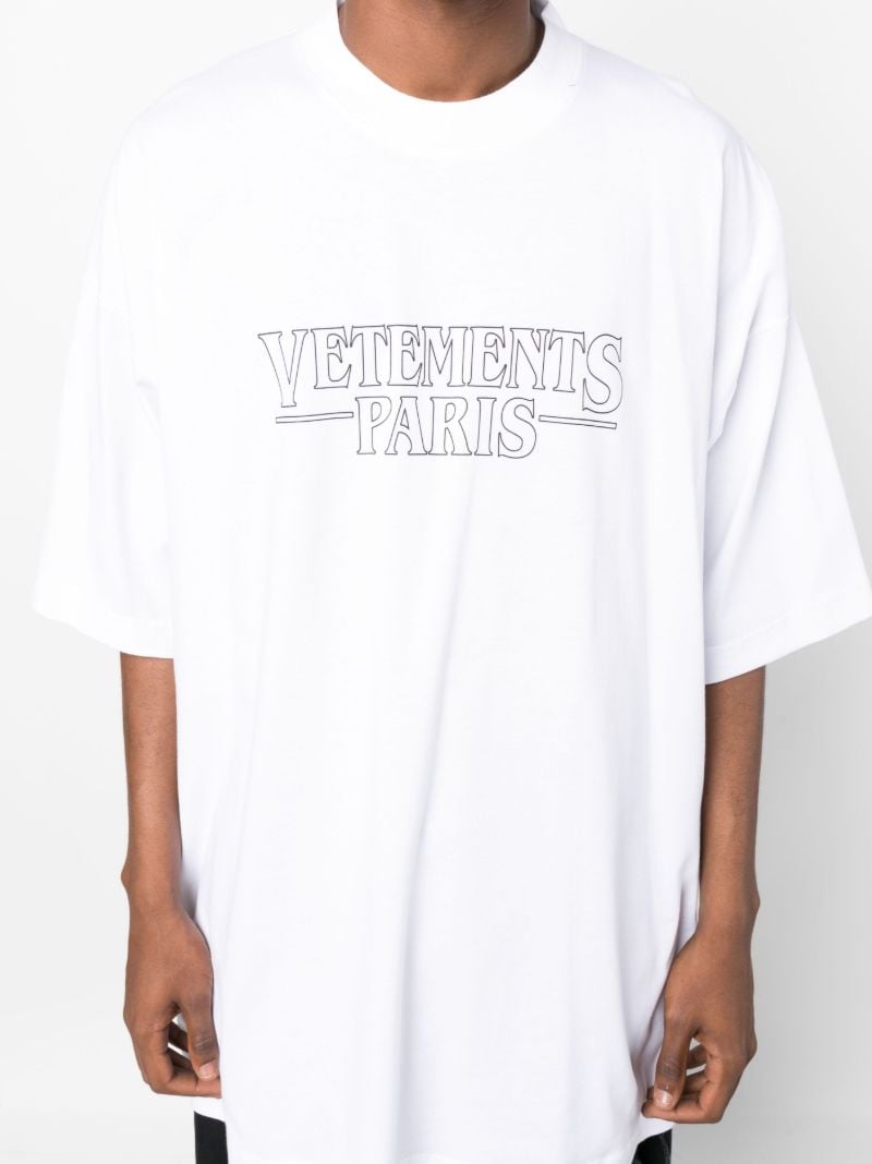 White Logo Print Cotton T-shirt