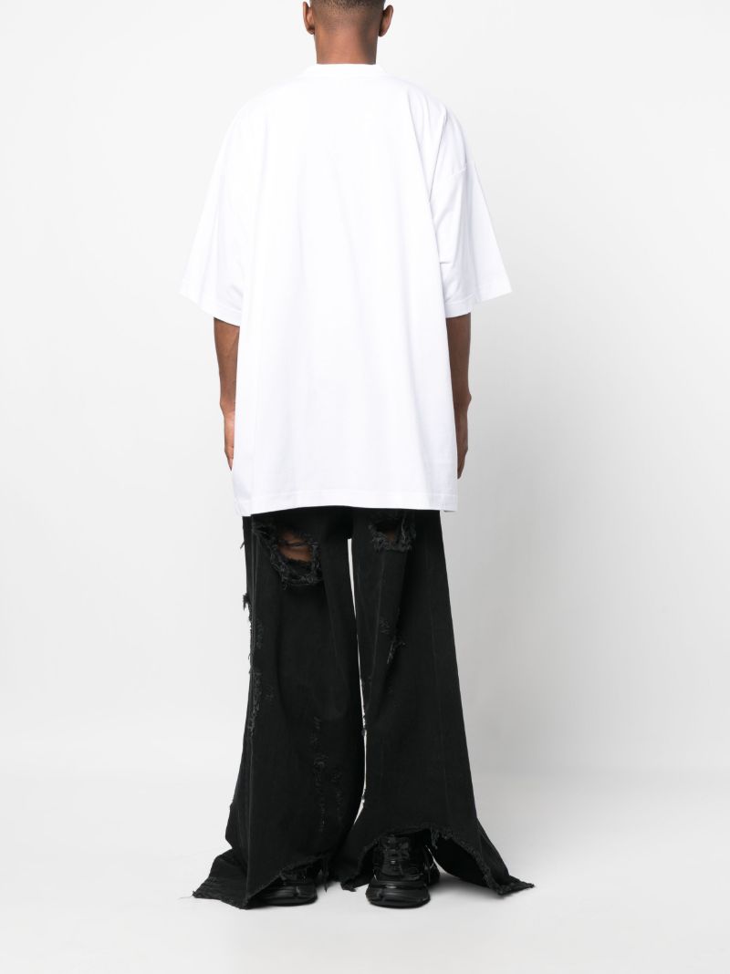 White Logo Print Cotton T-shirt