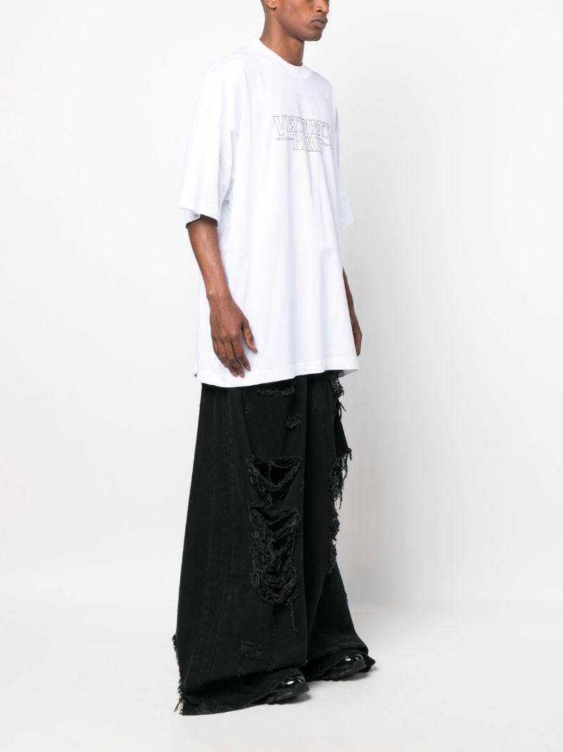 White Logo Print Cotton T-shirt