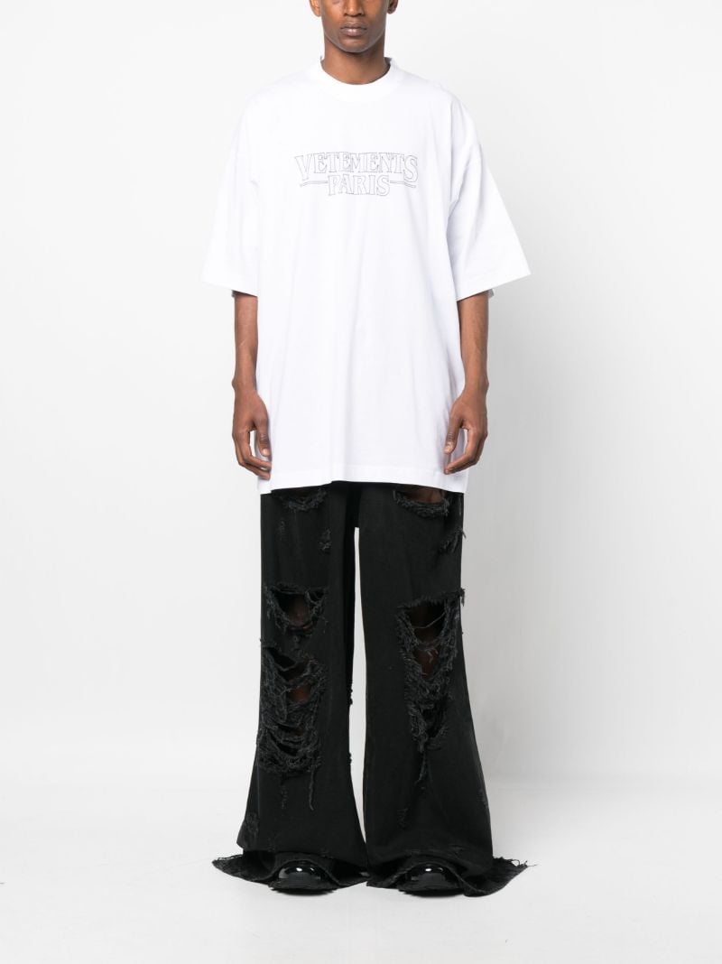 White Logo Print Cotton T-shirt