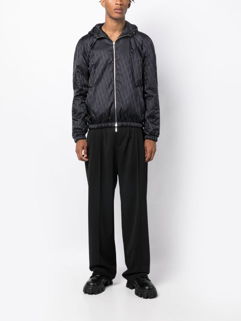 Black Zip Front Reversible Hooded Leather Jacket