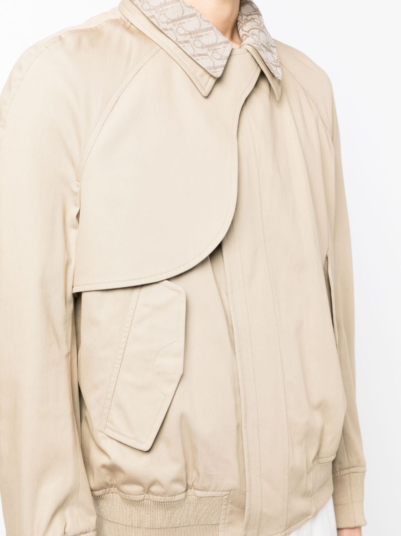 Neutral Layered Collar Bomber Jacket
