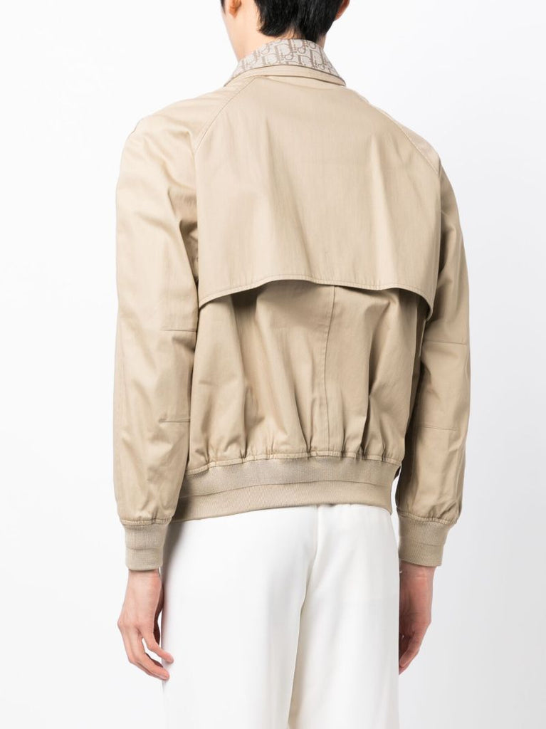 Neutral Layered Collar Bomber Jacket