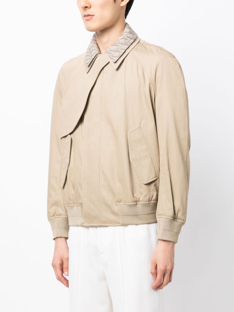Neutral Layered Collar Bomber Jacket