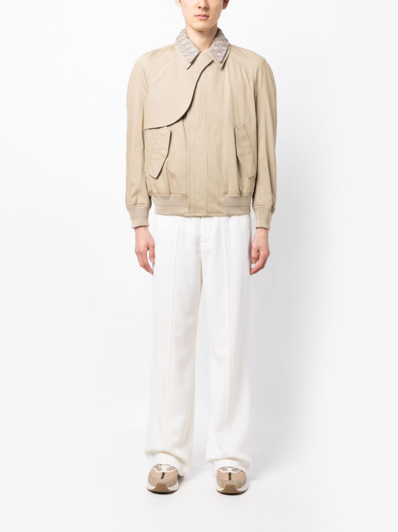 Neutral Layered Collar Bomber Jacket