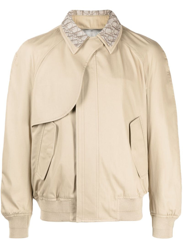 Neutral Layered Collar Bomber Jacket