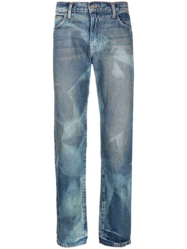 X Armes Blue Bleached Straight Leg Jeans