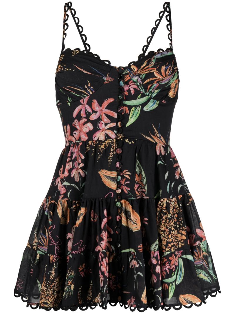 Black Angy Floral Print Mini Dress