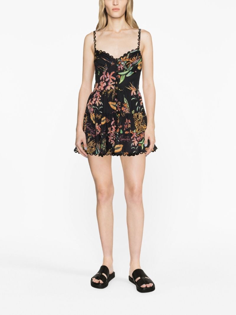 Black Angy Floral Print Mini Dress