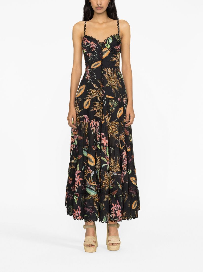 Black Floral Print Cotton Maxi Dress