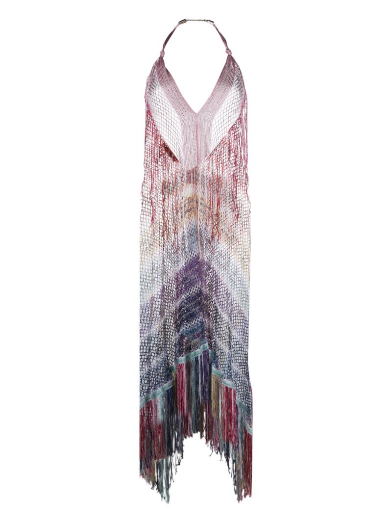 Multicolour Striped Fringed Beach Dress