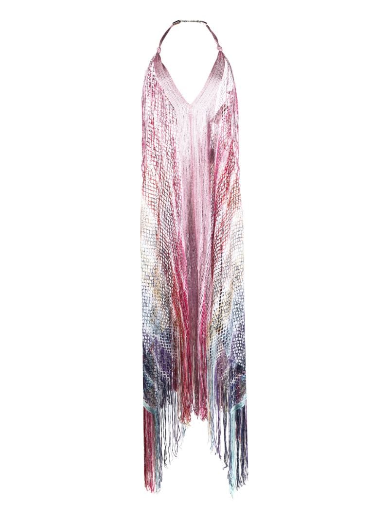 Multicolour Striped Fringed Beach Dress