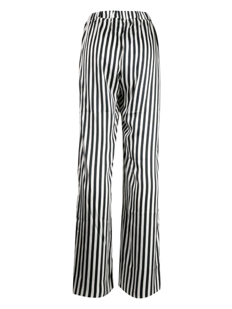 Black and White Stripe Print Silk Wide-leg Trousers