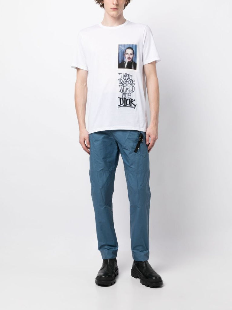 White Graphic Print Cotton T-shirt