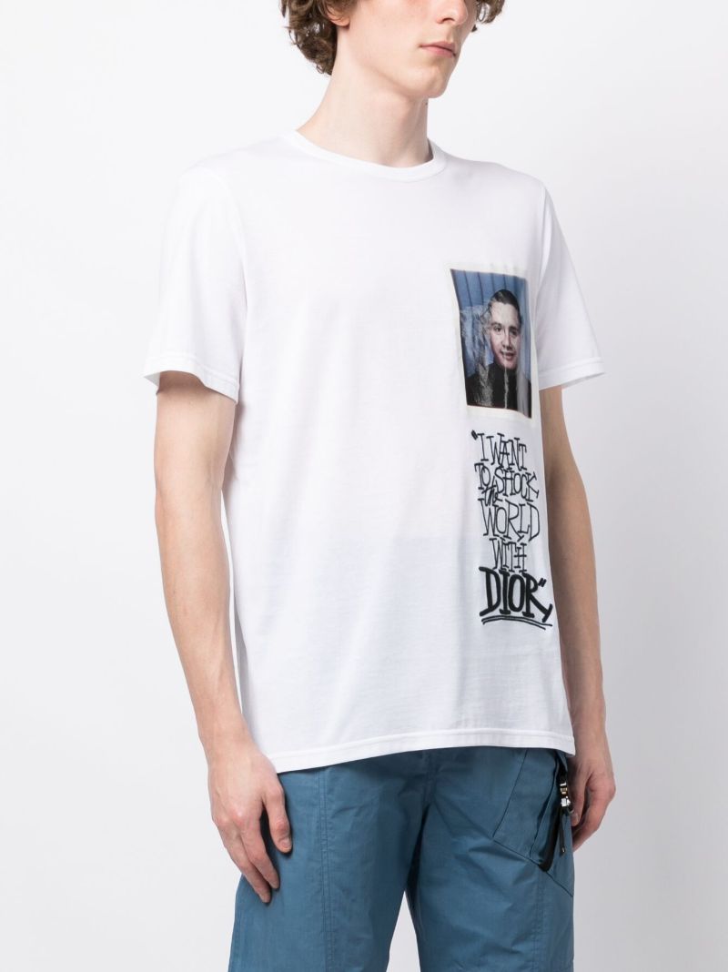White Graphic Print Cotton T-shirt