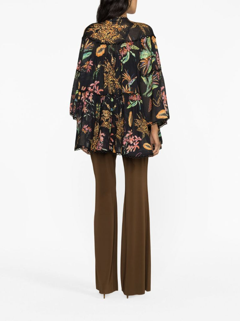 Black Ivet Floral Print Kaftan
