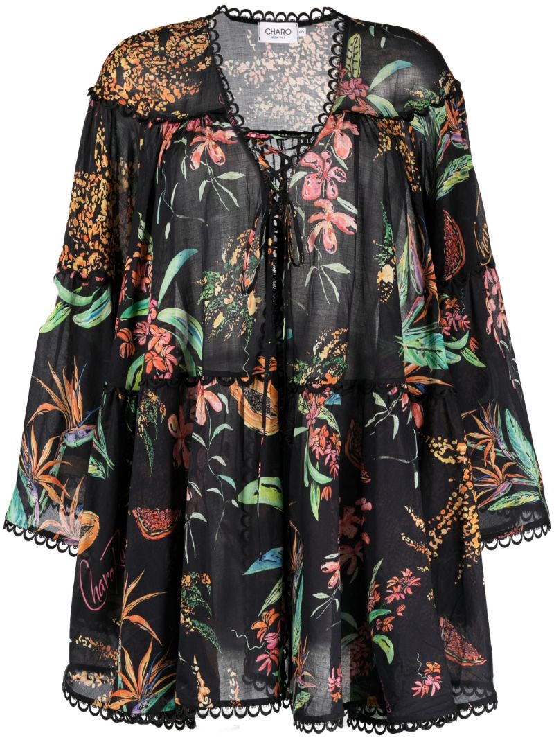 Black Ivet Floral Print Kaftan