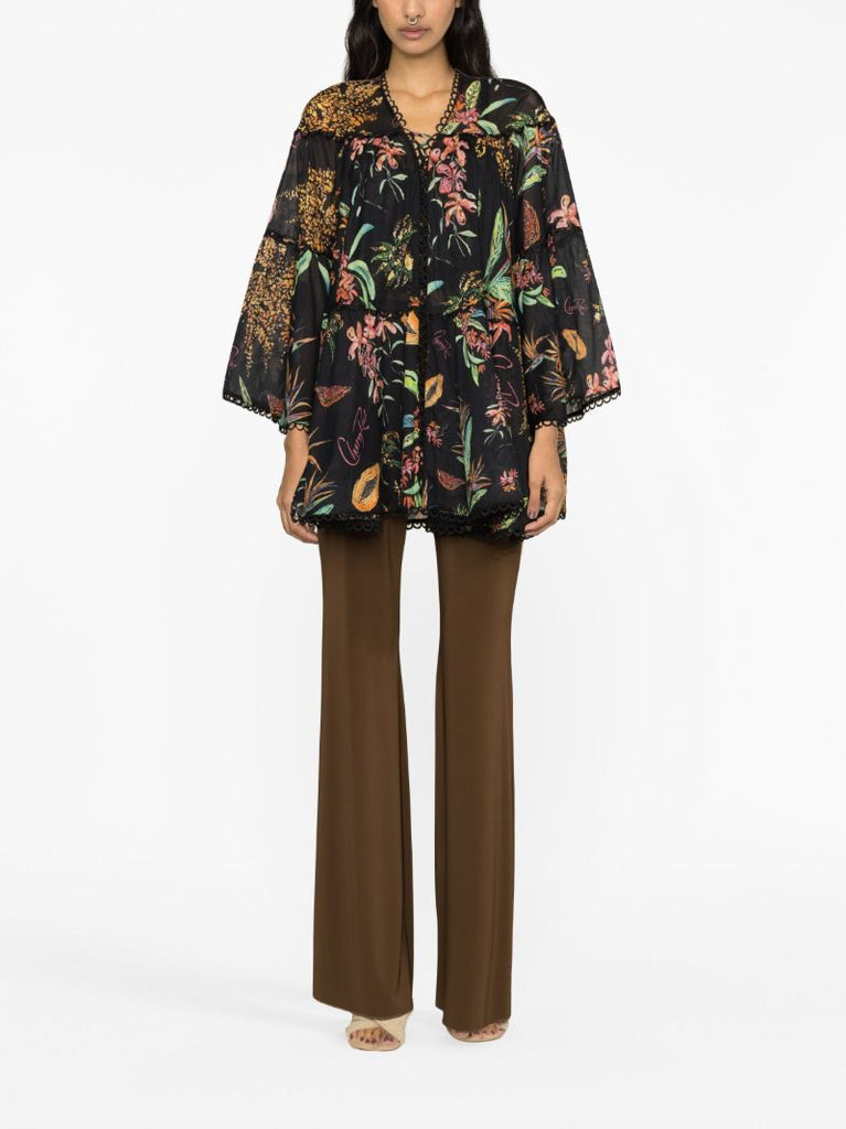 Black Ivet Floral Print Kaftan