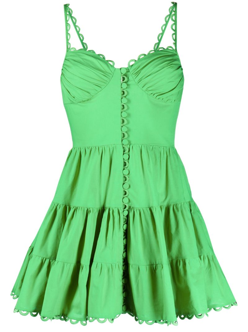 Green Angy Scalloped Trim Mini Dress