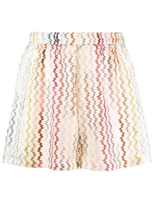 Whit Zigzag High-waist Shorts