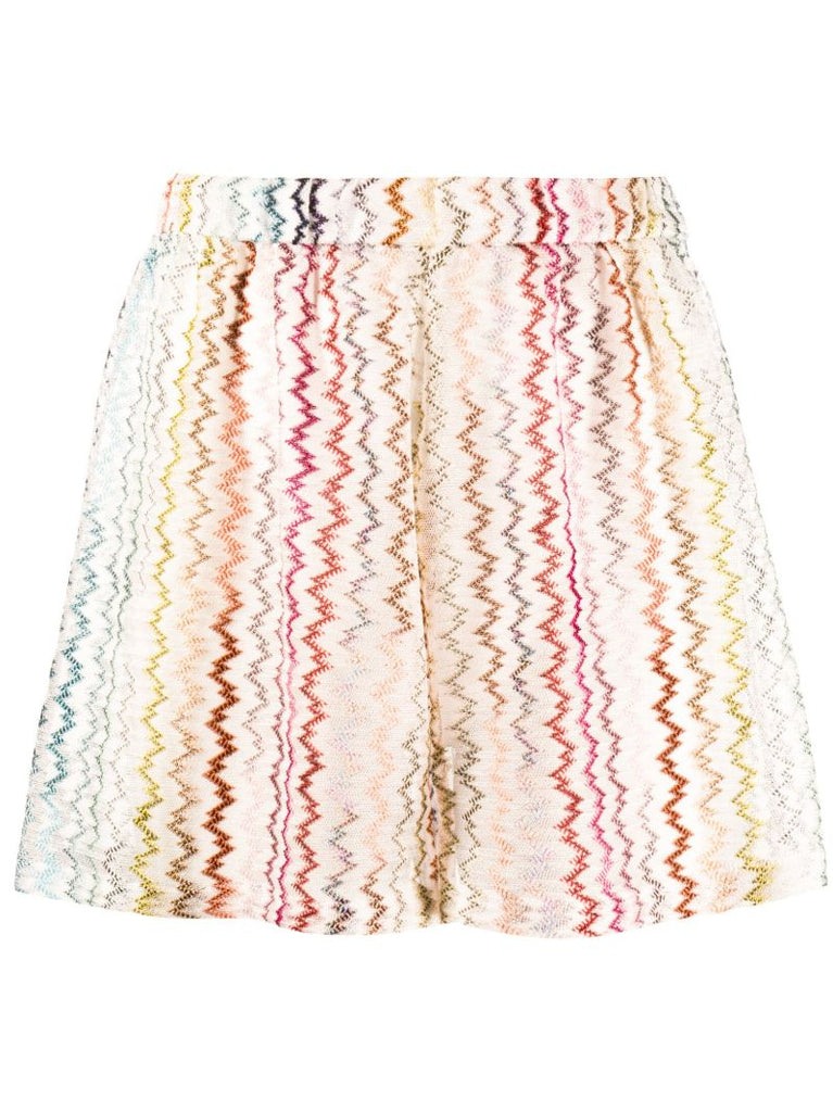 Whit Zigzag High-waist Shorts