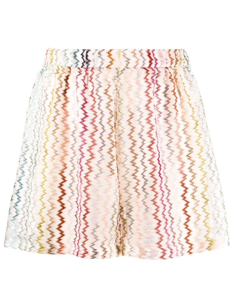 Whit Zigzag High-waist Shorts