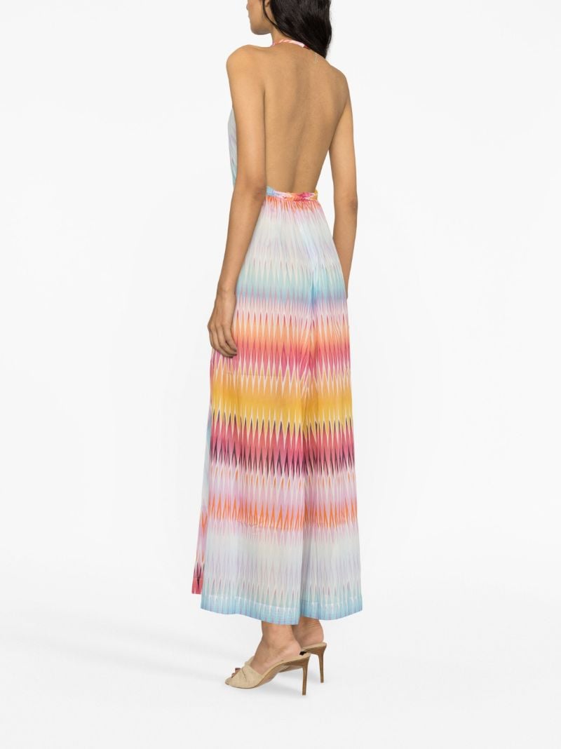 Multicolour Gradient-stripe Backless Jumpsuit