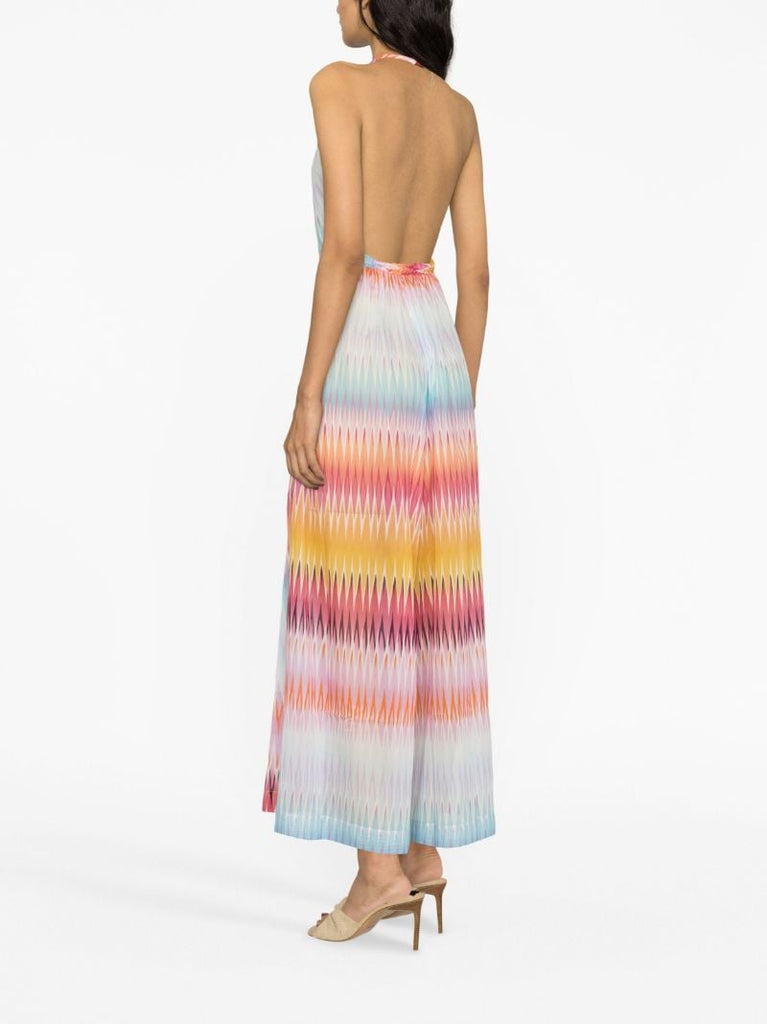 Multicolour Gradient-stripe Backless Jumpsuit