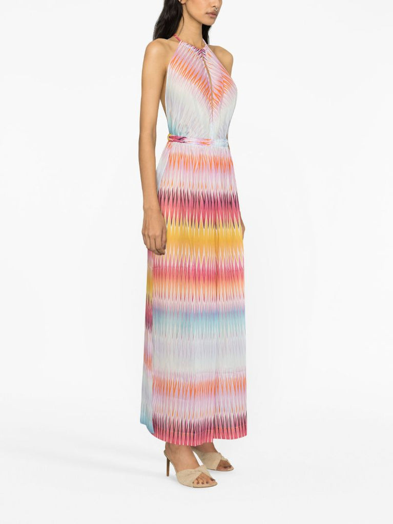 Multicolour Gradient-stripe Backless Jumpsuit