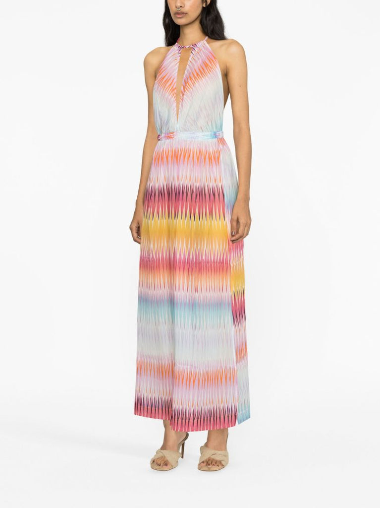 Multicolour Gradient-stripe Backless Jumpsuit