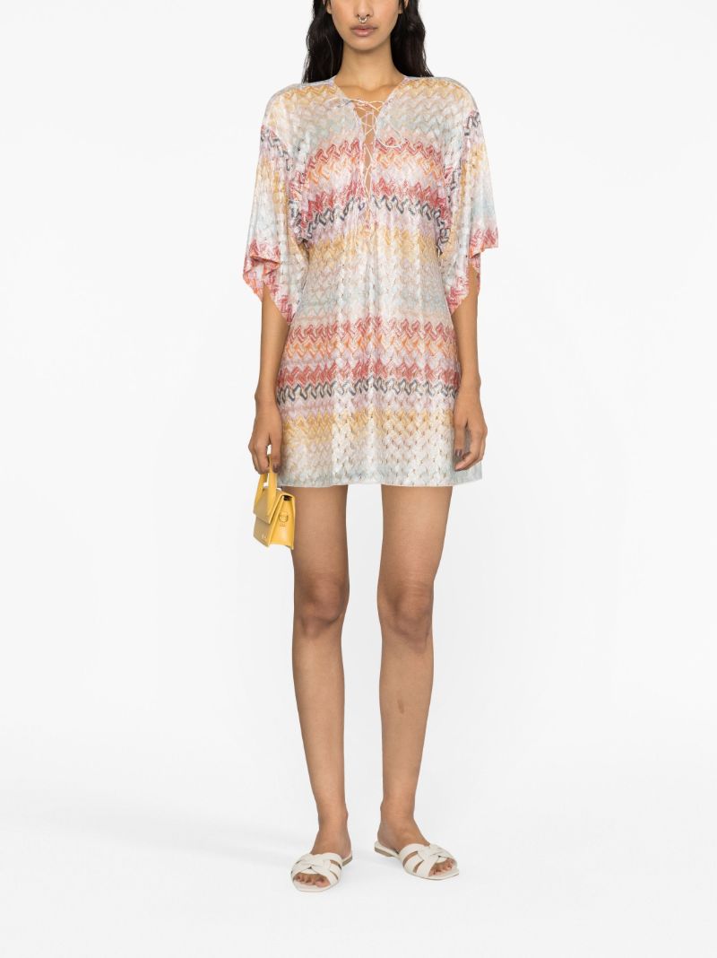 Multicolour Zigzag Knit Mini Dress