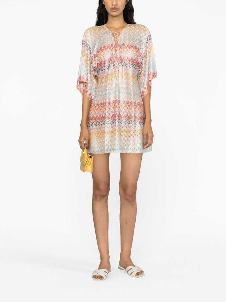 Multicolour Zigzag Knit Mini Dress