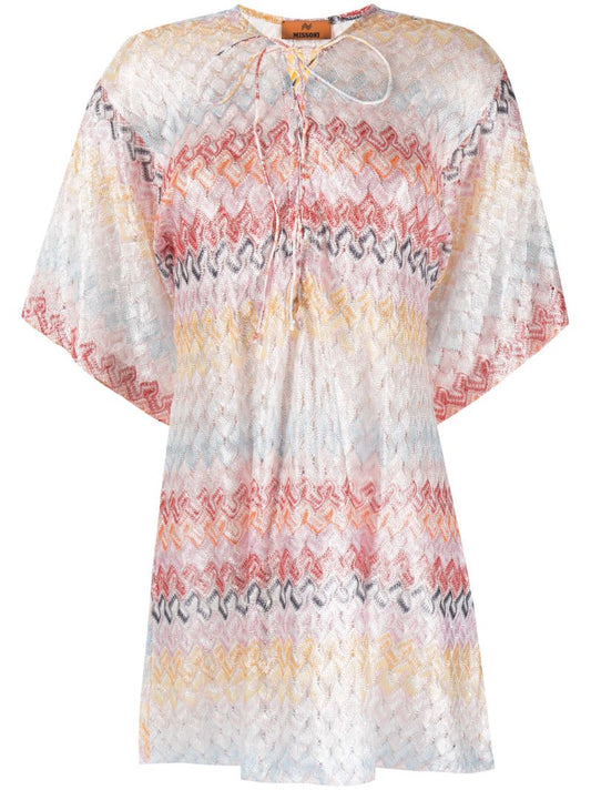 Multicolour Zigzag Knit Mini Dress