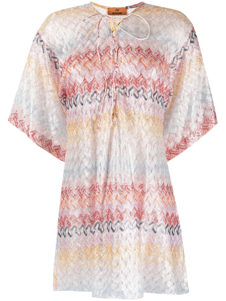 Multicolour Zigzag Knit Mini Dress