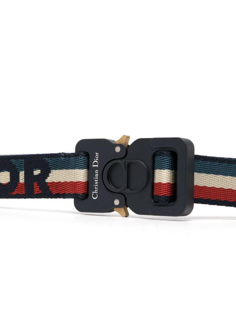 White Tactical Striped Buckled Belt